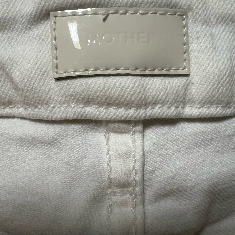 MOTHER White Flare Wide Leg Jeans with Frayed Hem - Picture 4 of 14